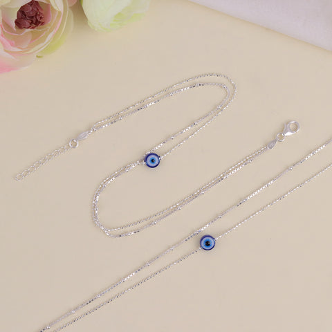 Evil Eye 925 Silver Adjustable Anklet for Women
