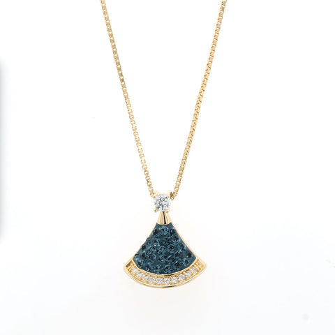 Gold Plated Shell Shape Blue Pendant With Chain