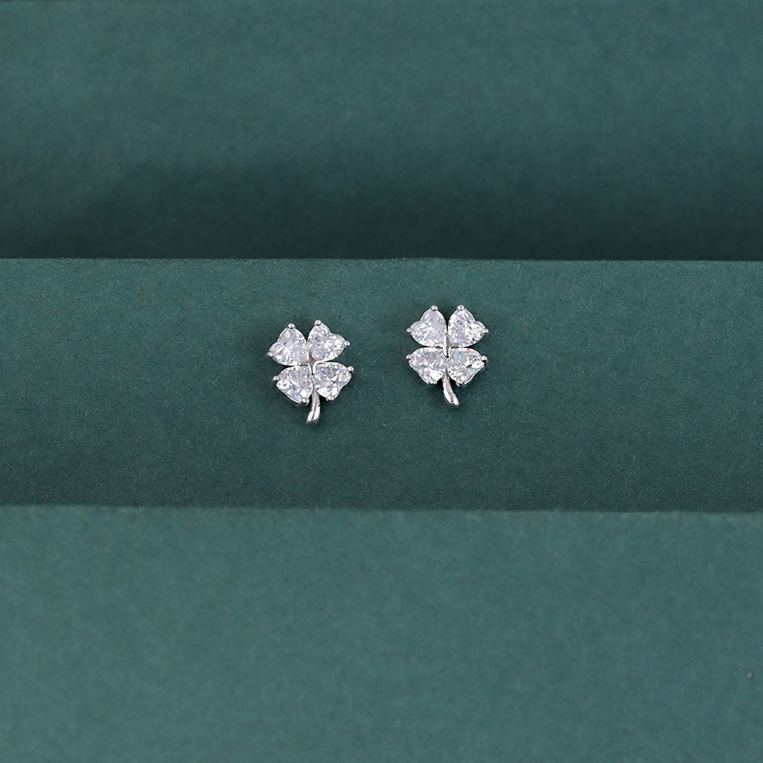 925 Sterling Silver Flower CZ Stud Earrings for Women
