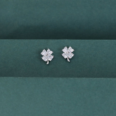 925 Sterling Silver Flower CZ Stud Earrings for Women