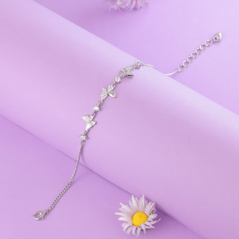 925 Sterling Silver Butterfly Charm Bracelet for Women