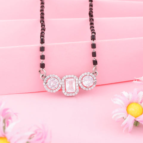 Classic Three Stone Silver  Mangalsutra