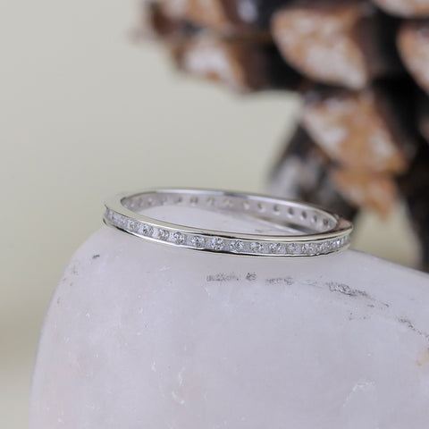 925 Sterling Silver Diamond Band Ring for Women