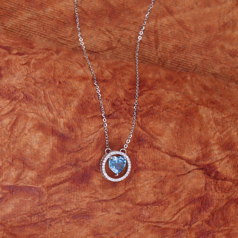 Minimalist Blue Heart Pendant With Chain