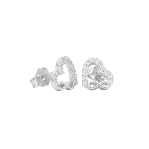 925 Sterling Silver Heart & Infinity Stud Earrings for Women
