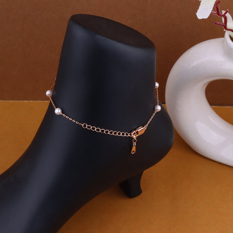 Rose Gold Natural Pearl Chain Anklet