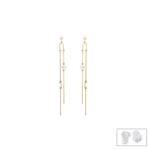 Gold Plated Hanging Color Change Cube Earrings