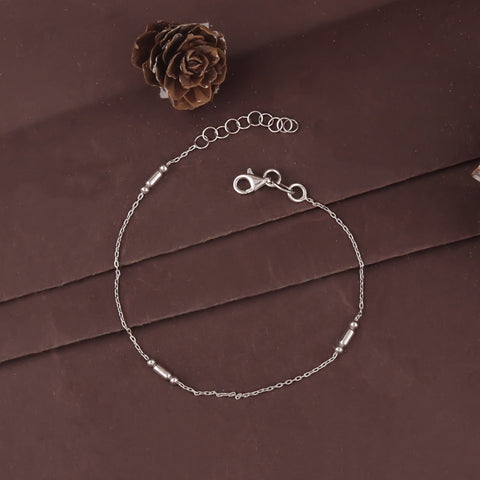 925 Sterling Silver Bead Chain Bracelet for Women