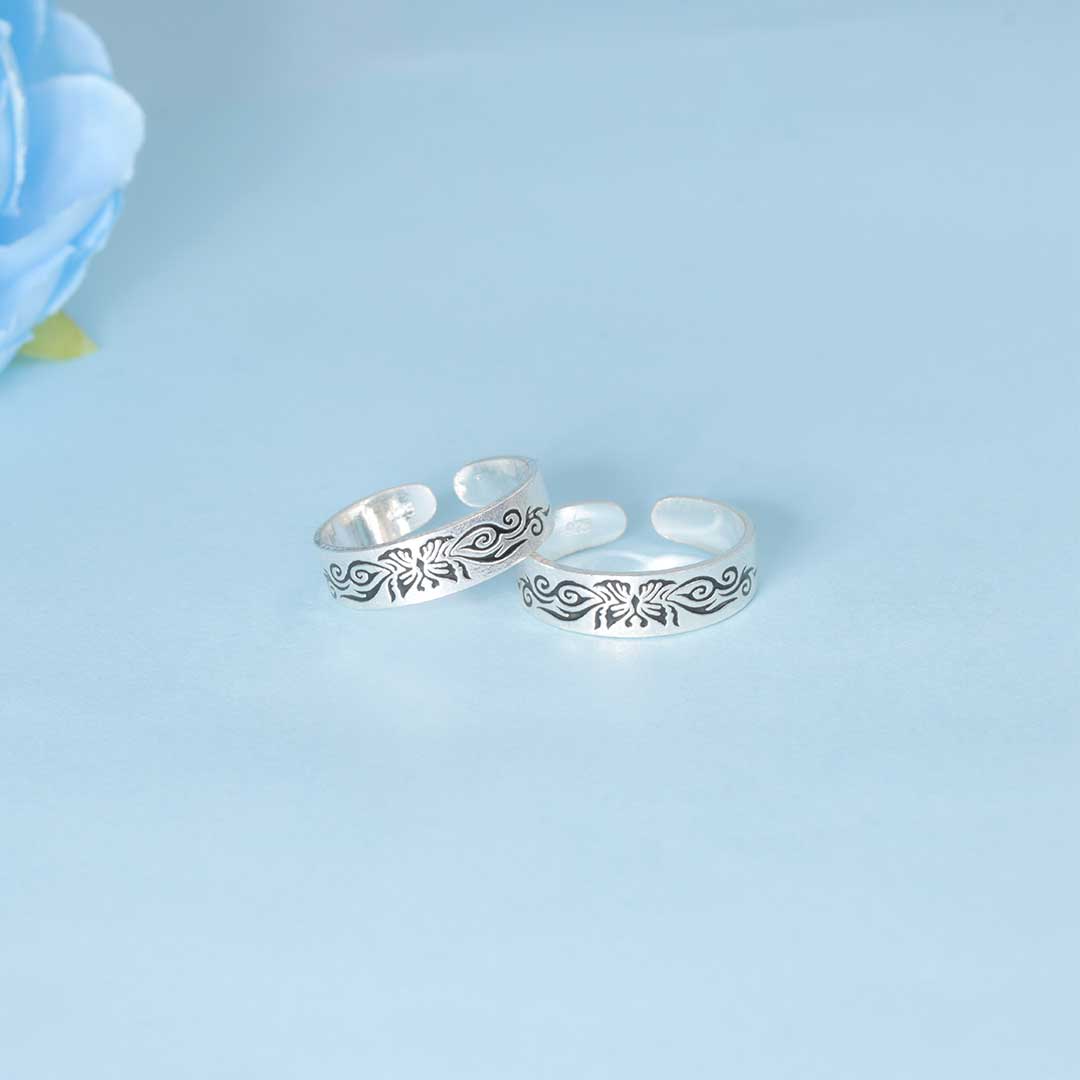 925 Sterling Silver Antique Pattern Toe Ring  for Women
