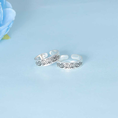 925 Sterling Silver Antique Pattern Toe Ring  for Women