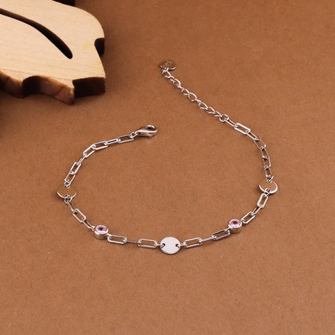 Silver Link Stone Delicate Bracelet