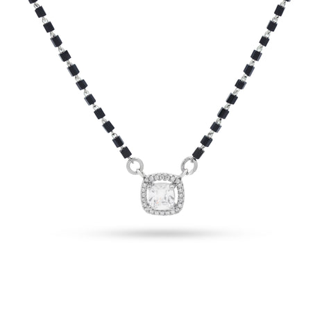 92.5 Sterling Silver Solitaire CZ Mangalsutra for Women