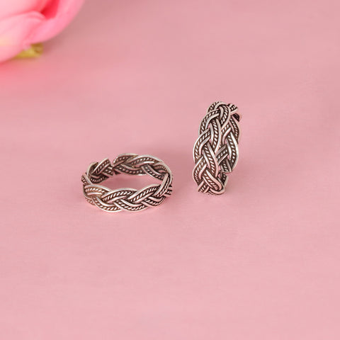 925 Sterling Silver Braided Pattern Toe Ring