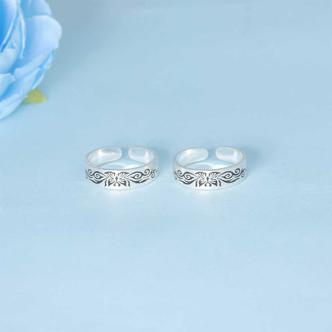 925 Sterling Silver Antique Pattern Toe Ring  for Women