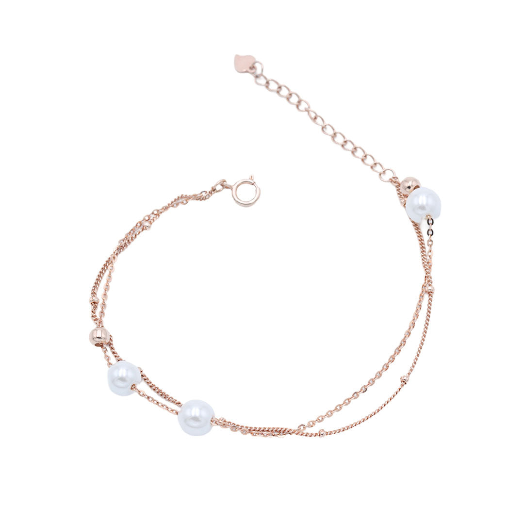 Rose gold double layer pearl bracelet