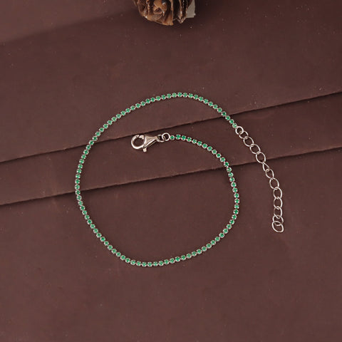 925 Sterling Silver Green Sapphire Sparkle Tennis Bracelet For Women
