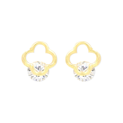 925 Sterling Silver Floral Diamond Stud Earrings for Women