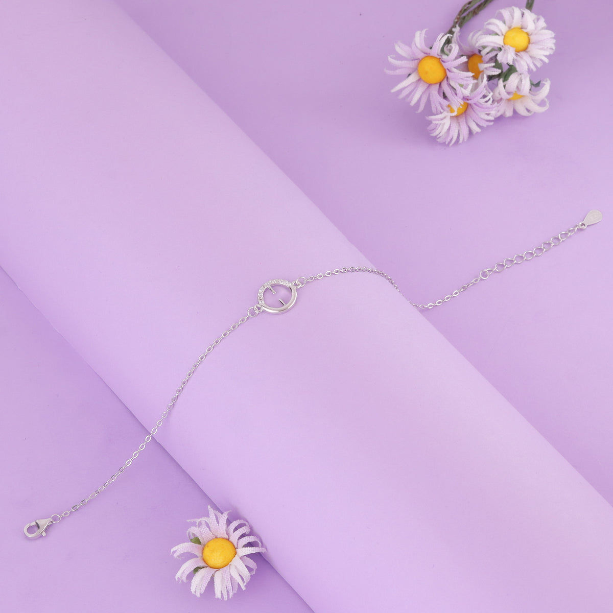 925 Sterling Silver Minimal Circle Bracelet for Women