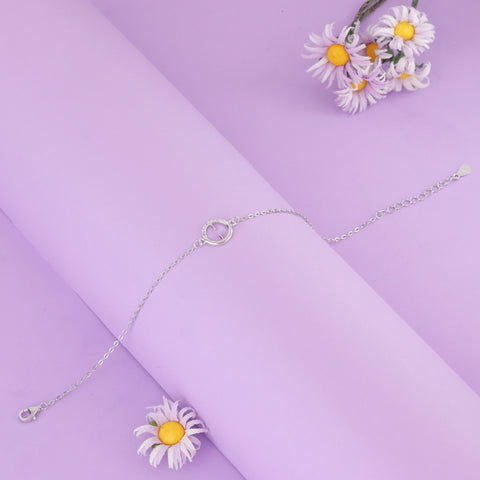 925 Sterling Silver Minimal Circle Bracelet for Women