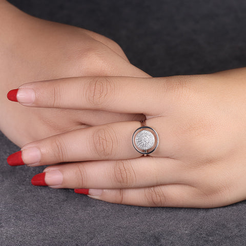 Silver Dual Circle Diamond Ring