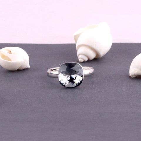 Silver Black Topaz Ring