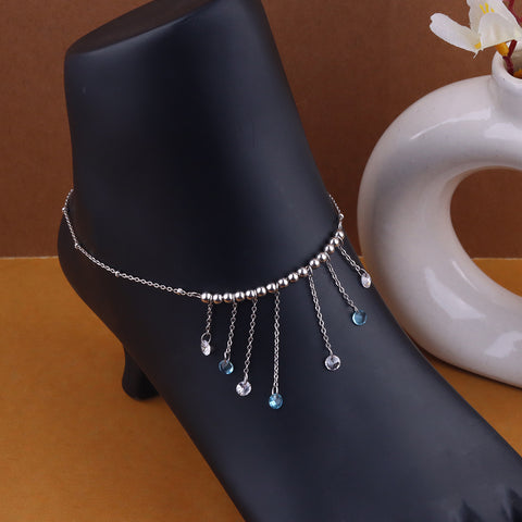 Trendy Silver multi layer anklet