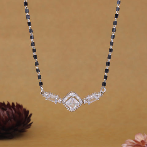 Regal Square Sparkle 92.5 Silver Mangalsutra For Women
