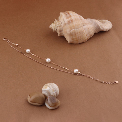 Rose Gold Double Layer Pearl Bracelet