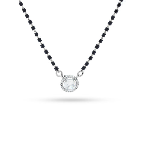 92.5 Silver Round Solitaire Mangalsutra