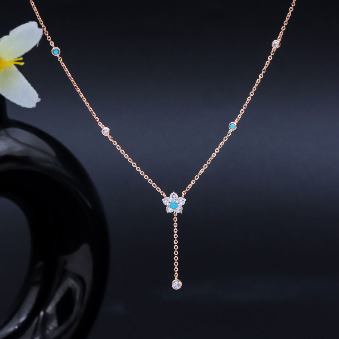 Rose Gold Plated  Floweret Pendant  Chain