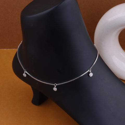 Silver chain flower diamonds anklets