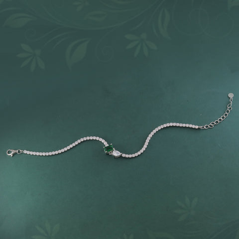 925 Sterling Silver Green Stone Adjustable Tennis Bracelet for Women