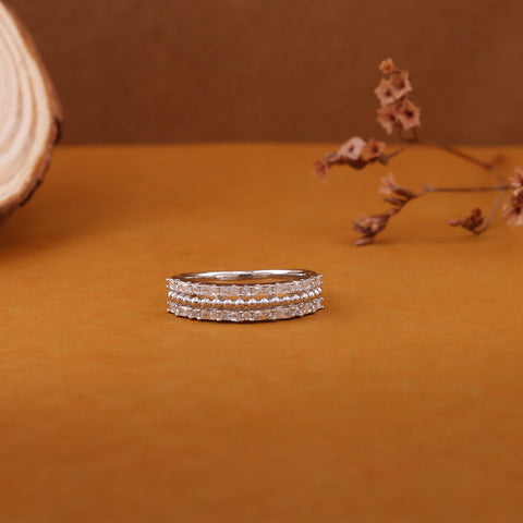 Two Line Diamond Band Ring