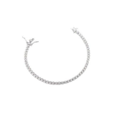 Bezel Set Diamond Tennis Bracelet In Silver