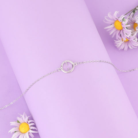925 Sterling Silver Minimal Circle Bracelet for Women