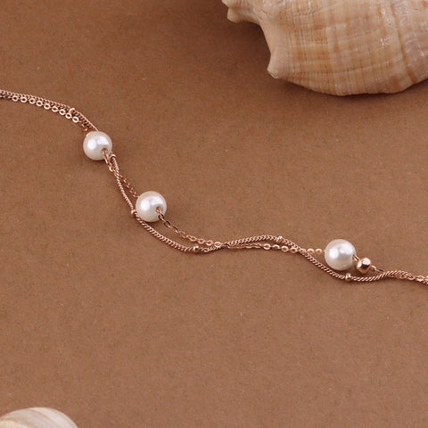 Rose Gold Double Layer Pearl Bracelet