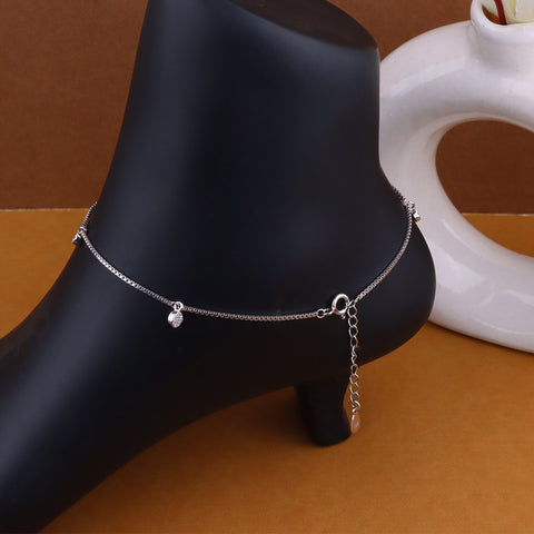 Silver chain flower diamonds anklets