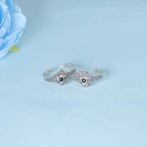 925 Sterling Silver Marcasite Floral Toe Ring
