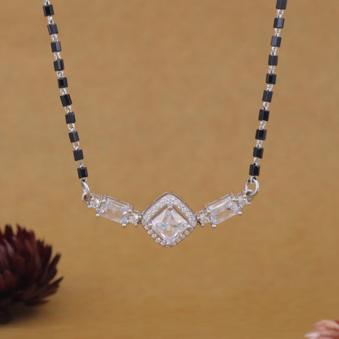 Regal Square Sparkle 92.5 Silver Mangalsutra For Women
