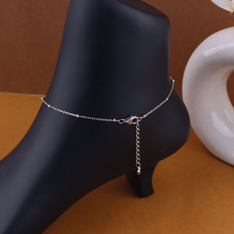 Trendy Silver multi layer anklet