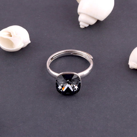 Silver Black Topaz Ring