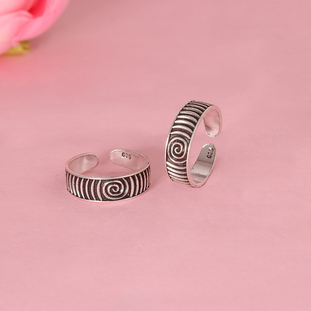 925 Sterling Silver Spiral Toe Rings for Women