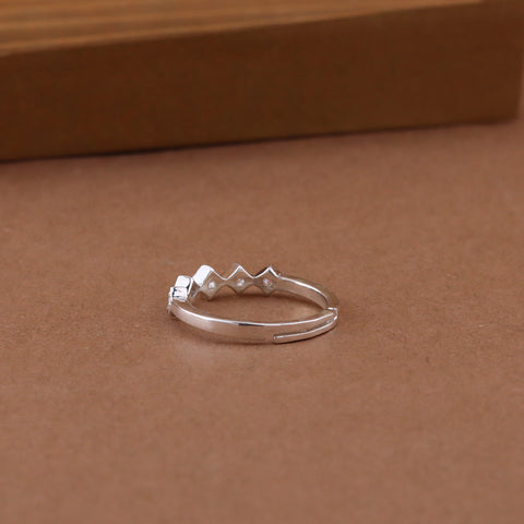 Five Star Silver Ring With Adjustable Size