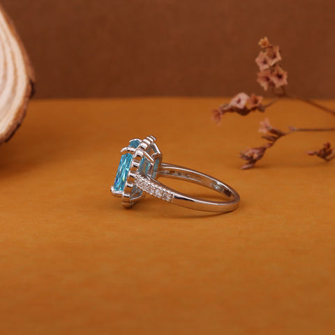 Blue Crystal Square Chimes Rings for Women