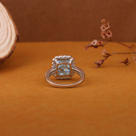 Blue Crystal Square Chimes Rings for Women