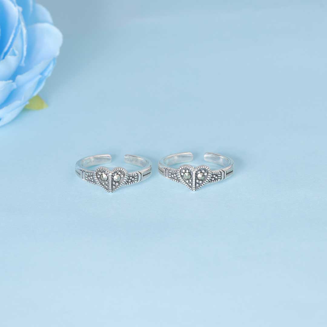 925 Sterling Silver  Heart Toe Ring For Women