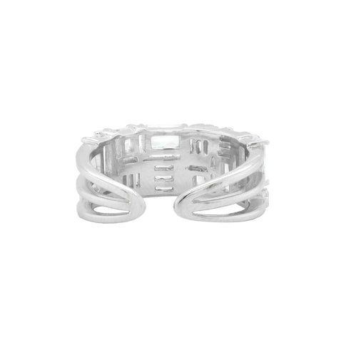 925 Sterling Silver Adjustable CZ Ring