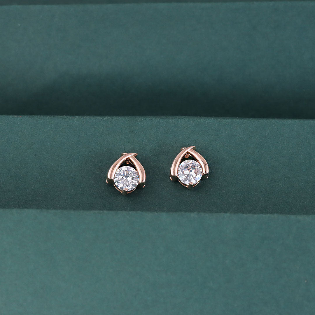 925 Sterling Silver Elegant Solitaire CZ Stud Earrings For Girl