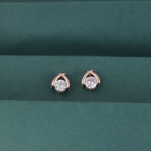 925 Sterling Silver Elegant Solitaire CZ Stud Earrings For Girl