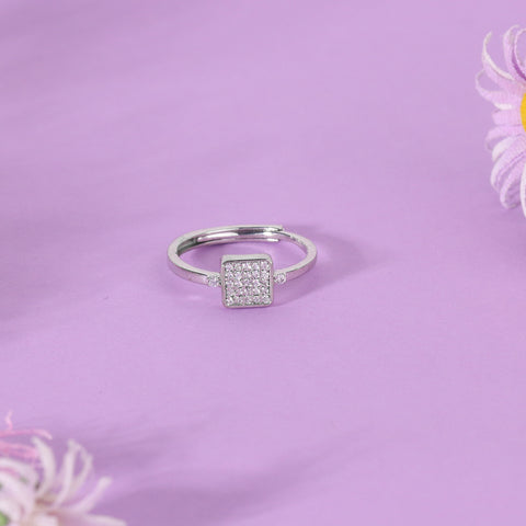 Silver Adjustable Square 's Ring